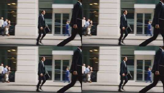 商务人士街道匆忙行走画面高清在线视频素材下载