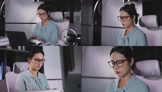 办公室内女性坐着工作画面高清在线视频素材下载