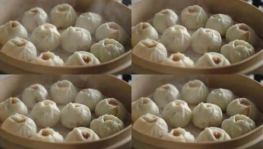 肉包子小笼包中华传统美食面食蒸笼高清在线视频素材下载