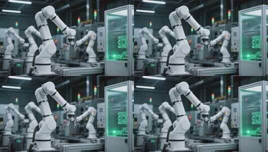 工厂机械臂自动化生产场景高清在线视频素材下载