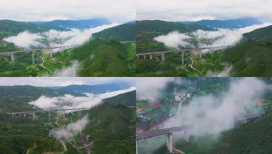 大山里的高速公路风光集合高清在线视频素材下载