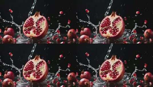 石榴入水瞬间特写素材高清在线视频素材下载