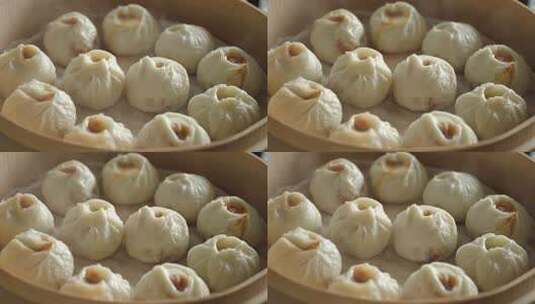 肉包子小笼包中华传统美食面食蒸笼高清在线视频素材下载