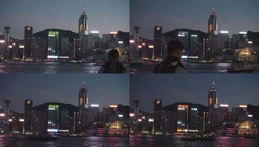 香港维多利亚港夜景延时 维港游船城市景观高清在线视频素材下载