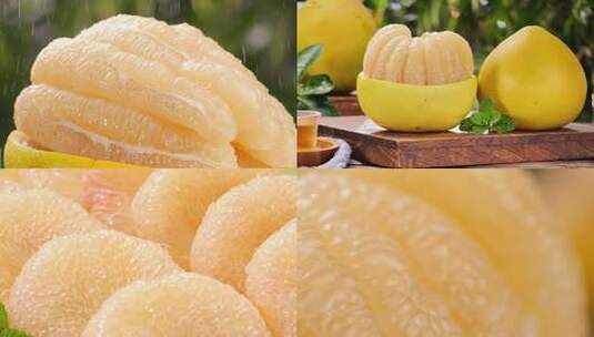 白心蜜柚柚子果肉水润实拍4K1000帧高清在线视频素材下载