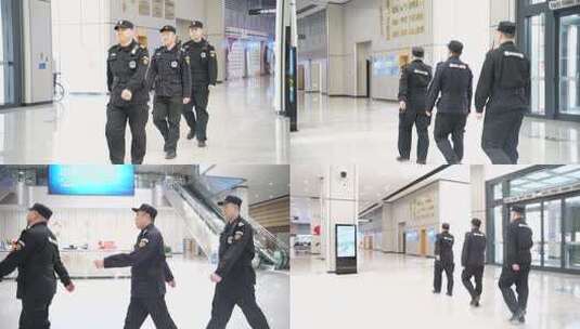 警察大厅内巡逻素材高清在线视频素材下载