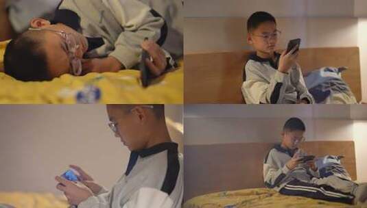 青少年玩手机上瘾高清在线视频素材下载