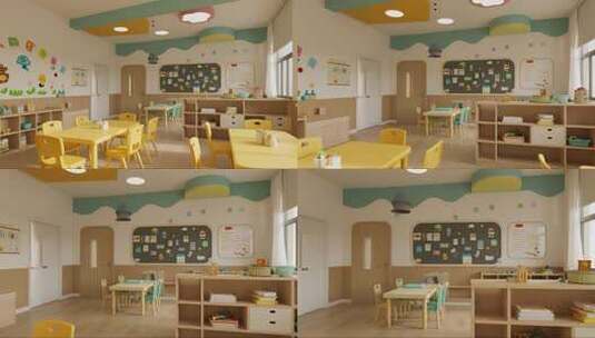 温馨童趣幼儿园卡通教室教育场景高清在线视频素材下载