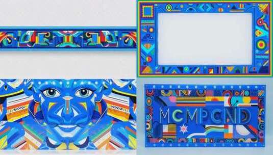 蓝色几何风格插画素材高清在线视频素材下载