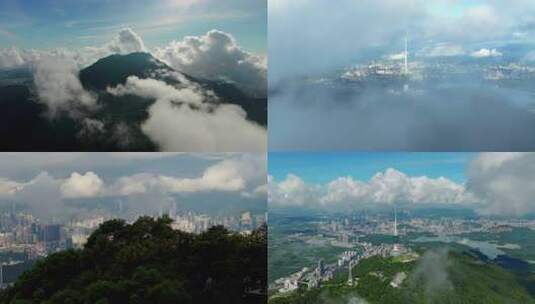 深圳梧桐山云海唯美航拍延时摄影高清在线视频素材下载