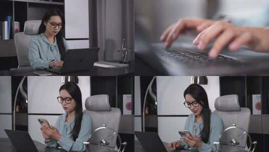 办公室女人使用笔记本电脑高清在线视频素材下载