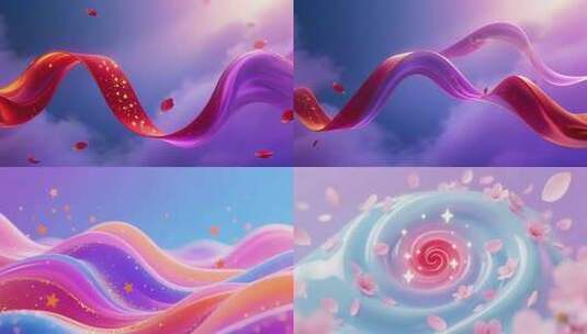 梦幻彩带飘带动画背景合集高清在线视频素材下载