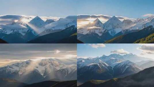 雪山自然风光全景高清在线视频素材下载