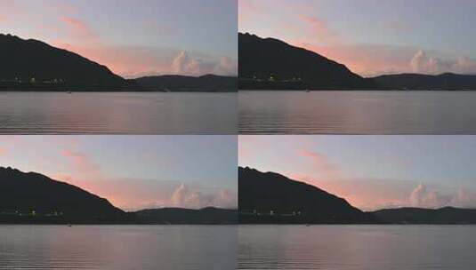 山水间日落湖景 深圳坝光沙滩晚霞火烧云高清在线视频素材下载