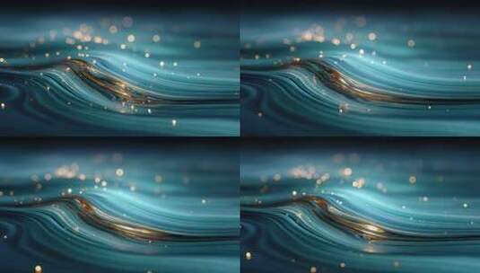 流体艺术：蓝色与金色交织的优雅律动高清在线视频素材下载