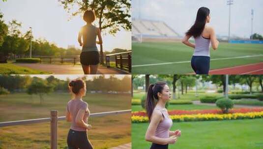 女子跑步 晨跑健身高清在线视频素材下载