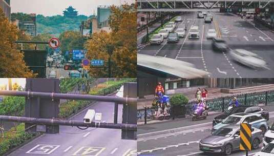 杭州市市区车辆城市交通车流夜景延时摄影高清在线视频素材下载
