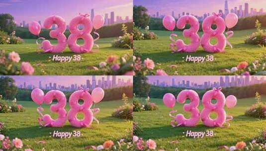 38妇女节户外草地场景高清在线视频素材下载