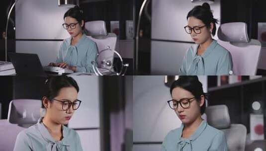 女生加班 职场女性居家办公工作高清在线视频素材下载