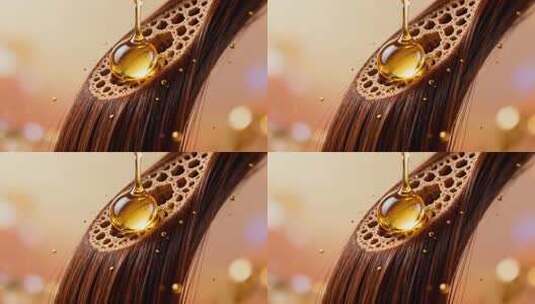 护发精油滴入发丝素材高清在线视频素材下载