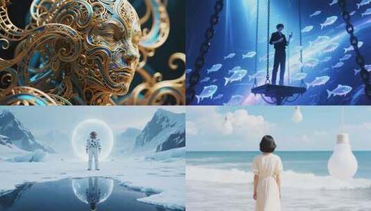 抽象艺术非现实主义怪诞艺术高清在线视频素材下载