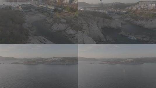 滨海城市 黄昏远景航拍高清在线视频素材下载