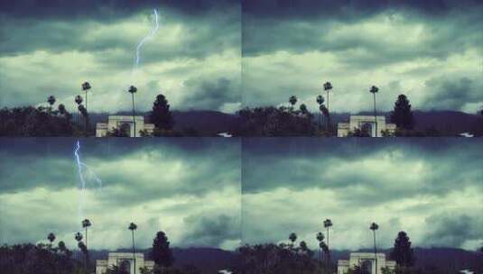 打雷 闪电 下雨效果 下雨 下大雨高清AE视频素材下载