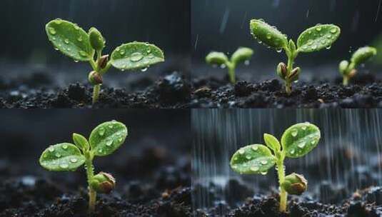 农田中幼苗生长特写高清在线视频素材下载