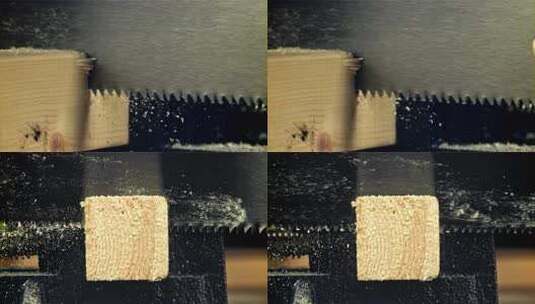 锯子切割木材电钻在木材上钻孔特写高清在线视频素材下载