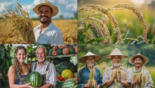 现代农业乡村振兴水稻小麦粮食丰收农业高清在线视频素材下载