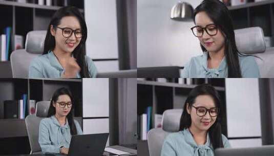 女生开心上班高清在线视频素材下载