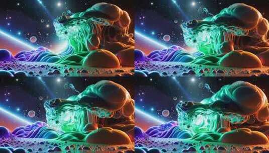 3D渲染抽象流体宇宙场景高清在线视频素材下载