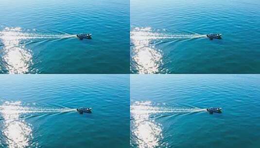 海面上行驶的快艇高清在线视频素材下载