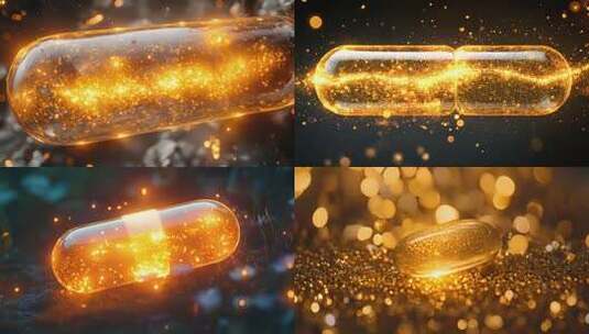 金色粒子特效胶囊素材高清在线视频素材下载