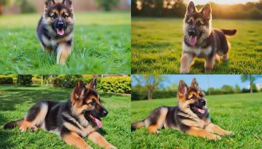 德牧幼犬 宠物狗特写高清在线视频素材下载