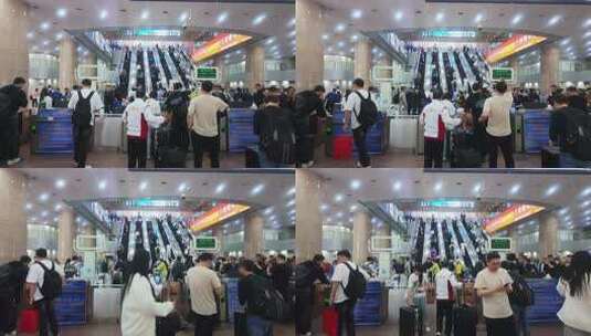 4K火车站进站检查通道人群高清在线视频素材下载