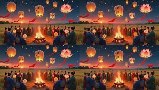 放飞孔明灯手工艺品许愿灯祈福4K高清在线视频素材下载