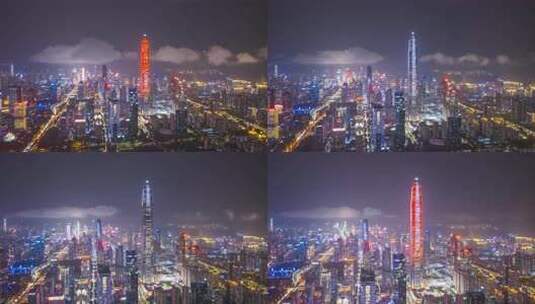 深圳城市云海夜景航拍延时高清在线视频素材下载