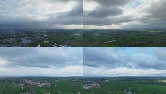 航拍乡村田野与公路景观高清在线视频素材下载