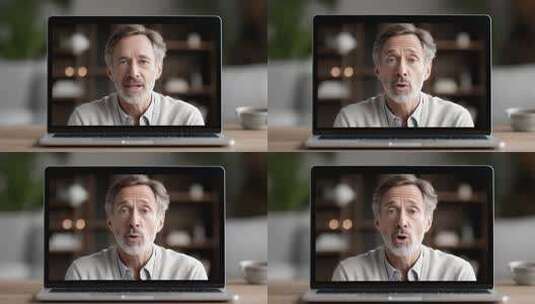 居家办公长者视频会议交流沟通高清在线视频素材下载