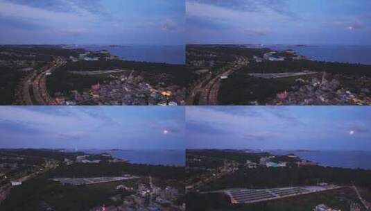 航拍月光下的福建平潭岛坛南湾平潭岛夜景高清在线视频素材下载