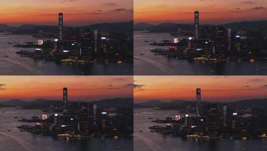 香港维多利亚港夜景航拍高清在线视频素材下载