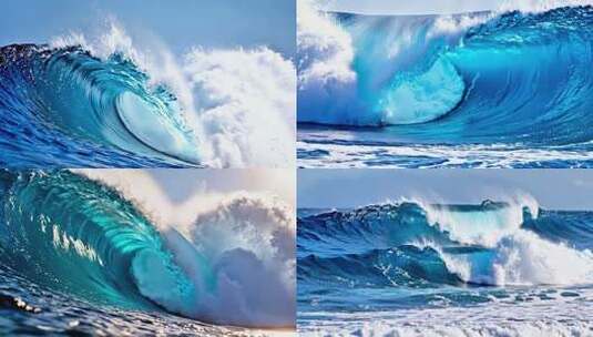 蓝色大海翻涌的巨大海浪高清在线视频素材下载