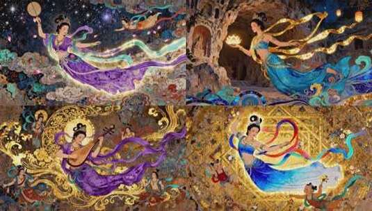 敦煌飞天 敦煌宣传 敦煌文化高清在线视频素材下载