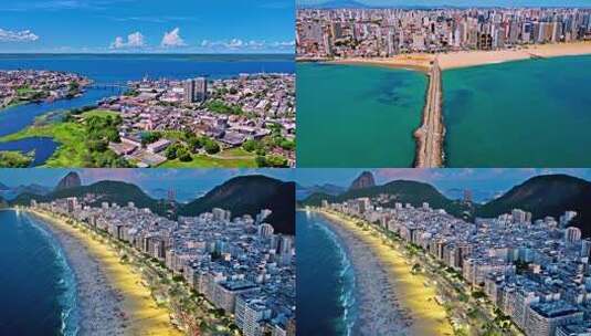 巴西标志性建筑城市海岸全景俯瞰素材高清在线视频素材下载
