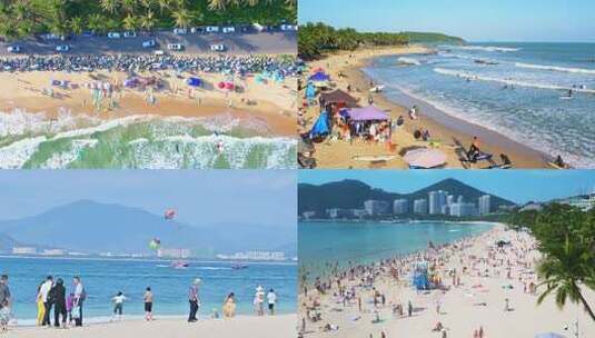 海南自贸港封关旅游旅行水上项目航拍合集高清在线视频素材下载