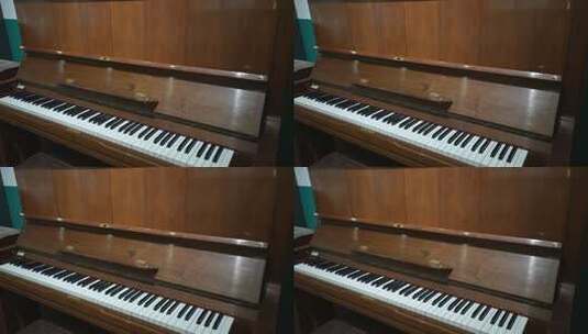 棕色木质钢琴特写高清在线视频素材下载