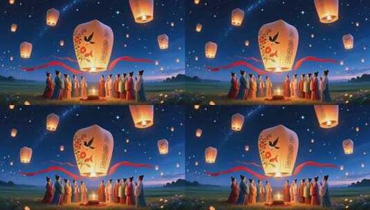 放飞孔明灯手工艺品许愿灯祈福4K高清在线视频素材下载