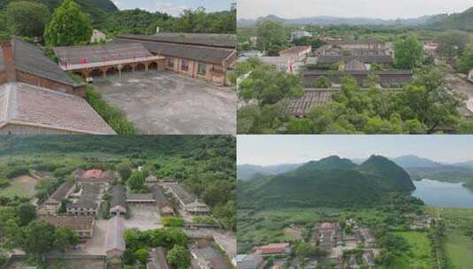 红旗茶厂古建筑群自然景观高清在线视频素材下载