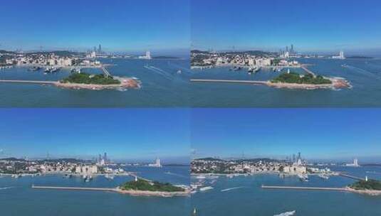 青岛中国人民解放军海军博物馆航拍高清在线视频素材下载